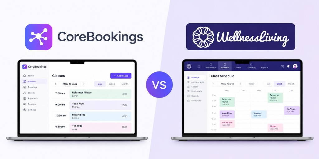 CoreBookings vs WellnessLiving comparison for Australian studios