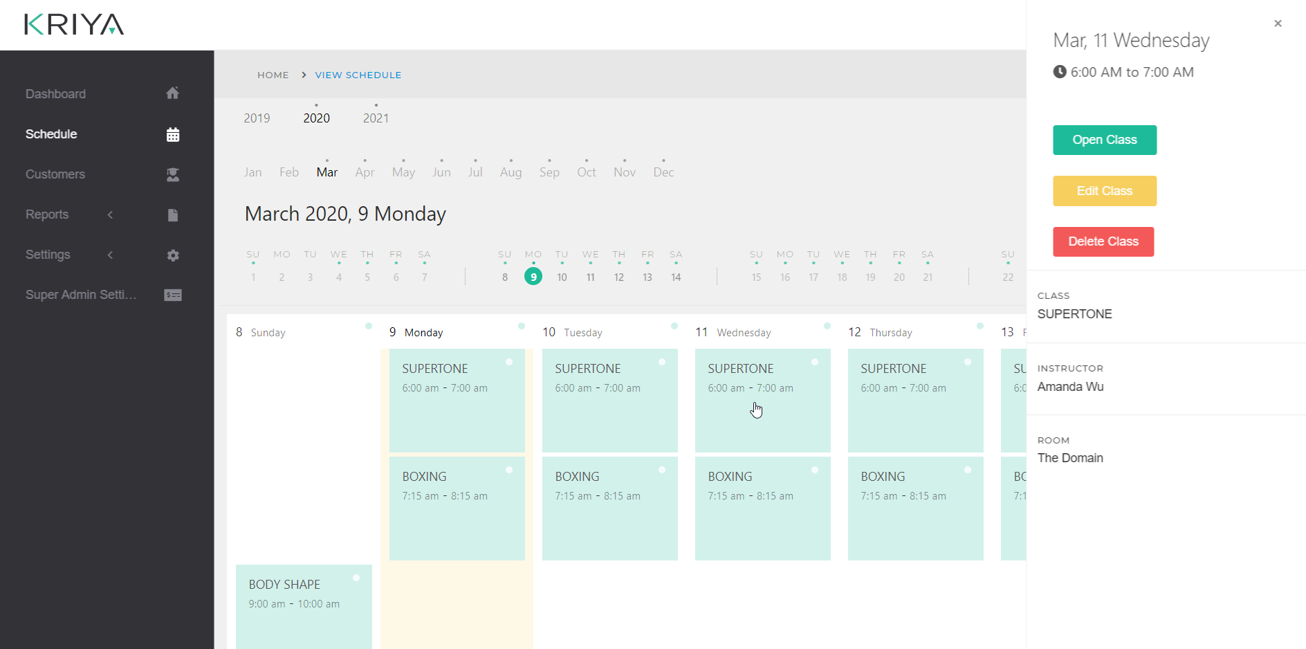 Sydney bootcamp schedule kriya booking software